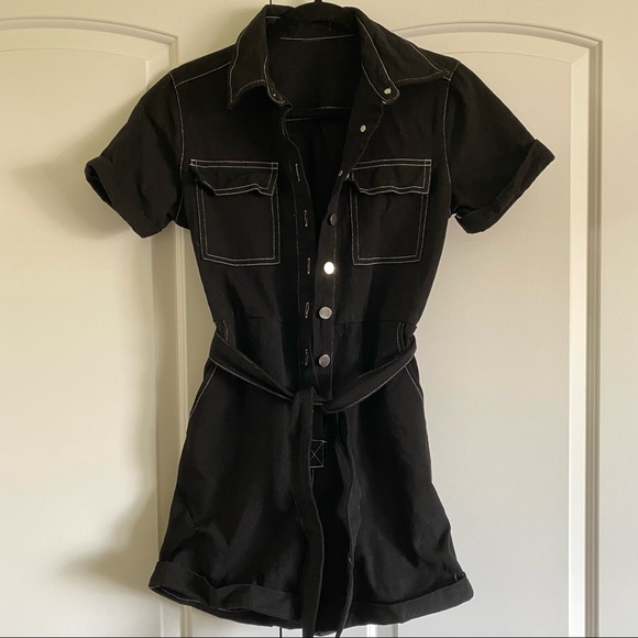 Black denim romper - Picture 3 of 10